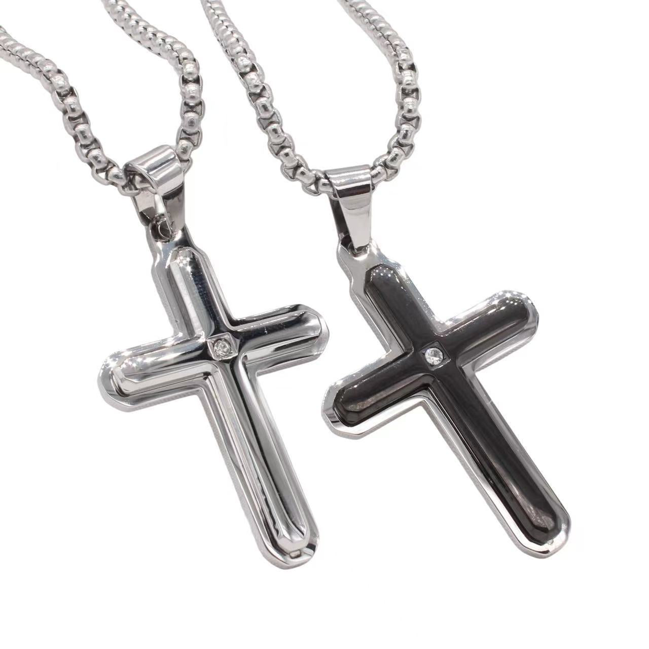 Planderful Jewelry Minimalist Cross Pendant in Steel for Men with Modern Everyday Elegance