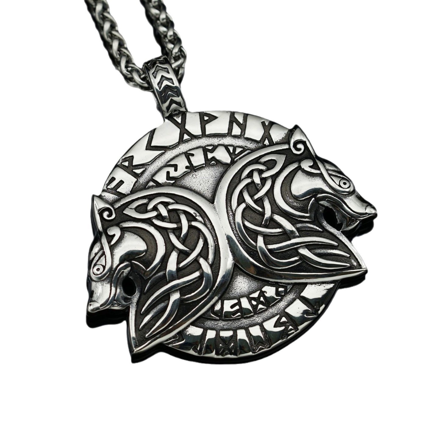 Steel Necklace – Vintage Nordic Celtic Wolf Pendant