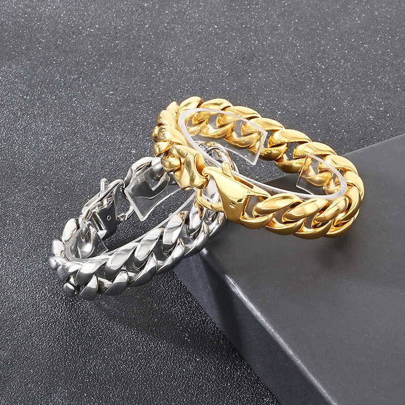 Planderful 18mm Cuban Chain Stainless Steel Mens Bracelet