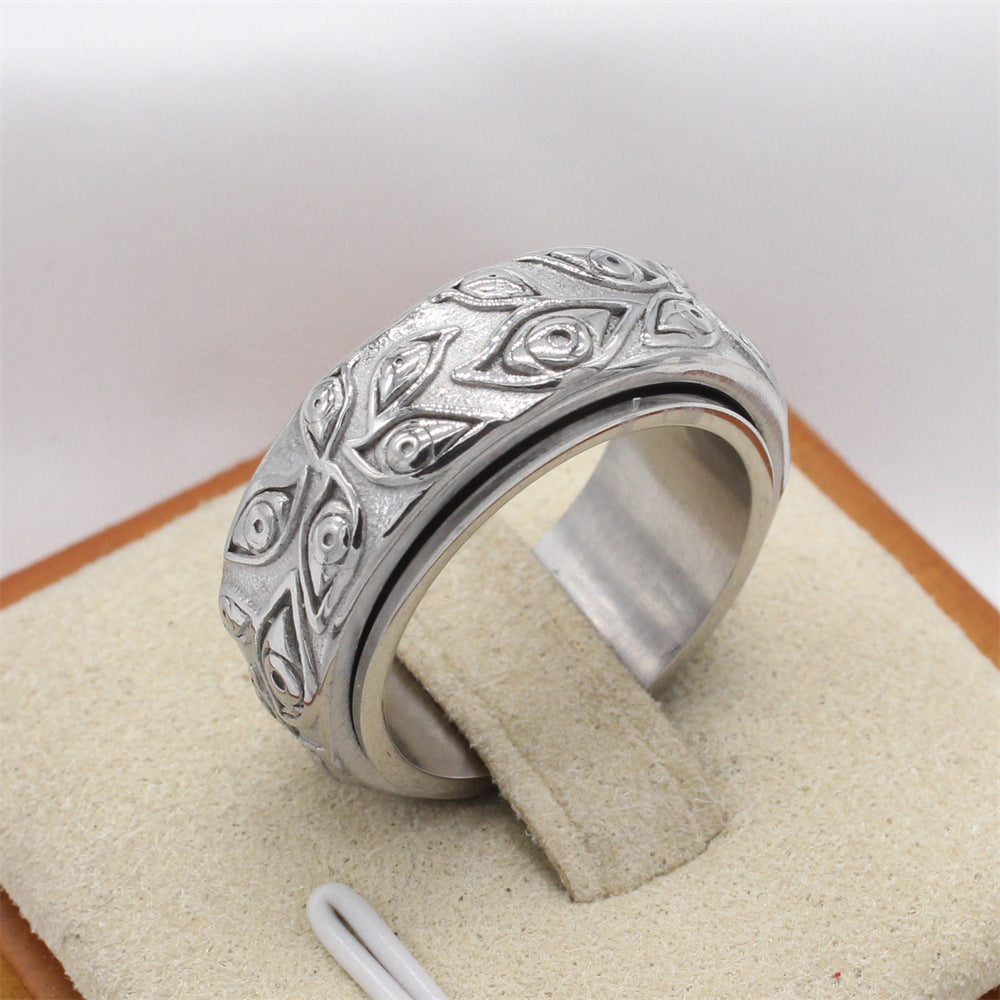 Everyday Genie Titanium Pharaoh Ring with Omniscient Man Design