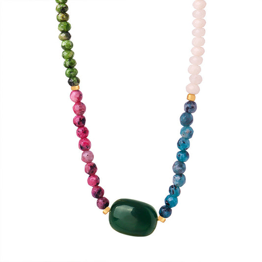 Exquisite Handcrafted Agate Stone Necklace with Light Luxury Style for Women
