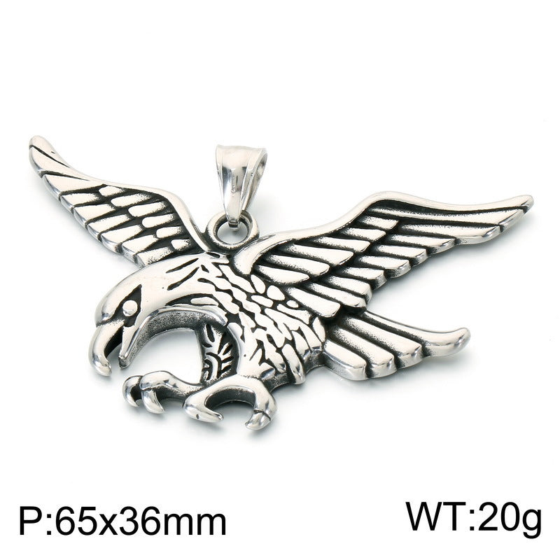 Punk Style Bird Of Prey Eagle Pendant Retro Smeared Eagle Wing Owl Necklace