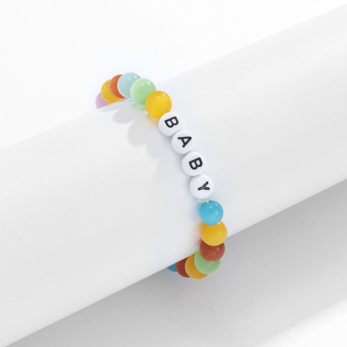 Planderful Vienna Verve Colored Opal Elastic Letter Bracelet For Women And Teens Statement Beaded Accessory