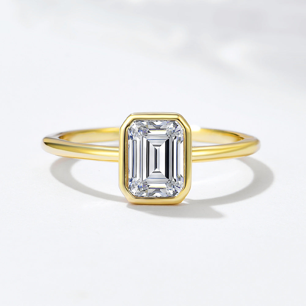 S925 Sterling Silver Square Zircon Ring