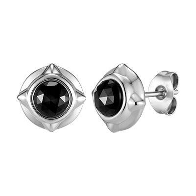 Stainless Steel Zircon Vintage Black Punk Earrings