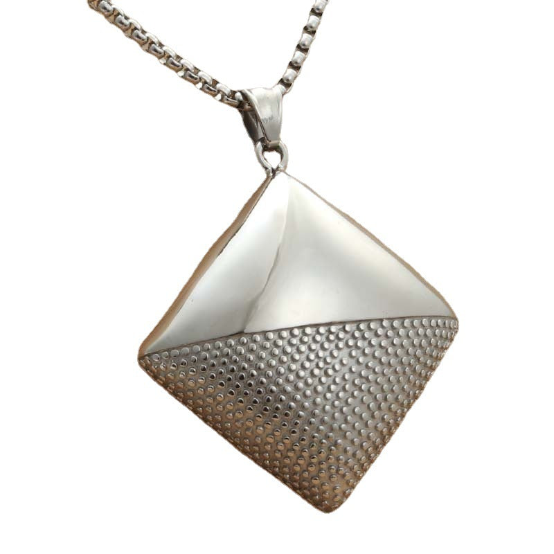 Titanium Steel Rhombus Pendant Necklace for Men - Punk Trendy Retro Design by Planderful