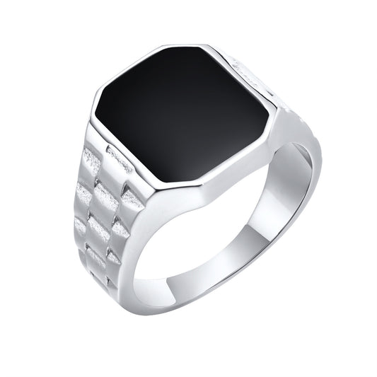 Jewelry Stainless Steel Men's Square Epoxy Ring for Men