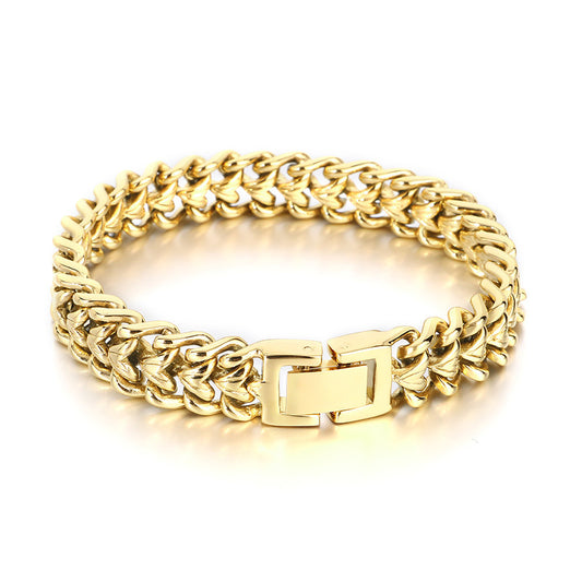 Planderful Men Bracelet Gold Plated Interwoven Love Chain