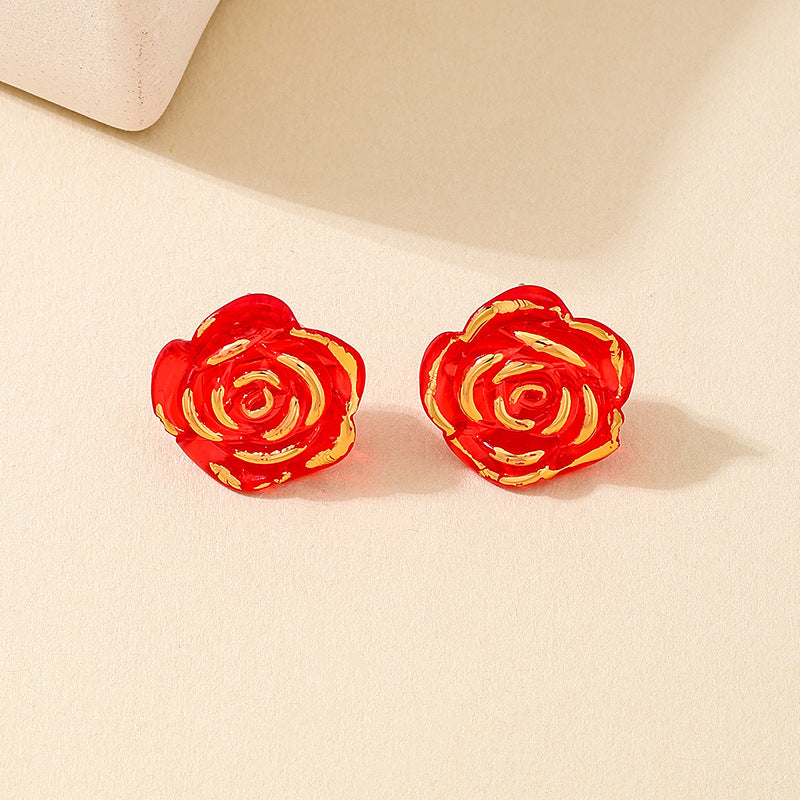 Planderful Vienna Verve Earrings Set – Charming Valentine's Day Acrylic Rose Design