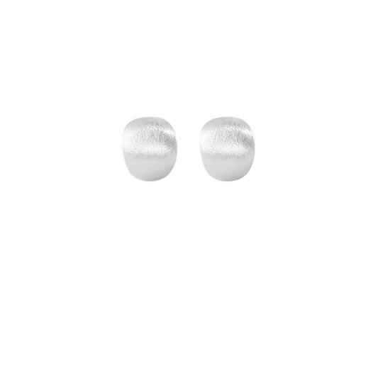 925 Sterling Silver Frosted Brushed Ball Earrings Women's Versatile Style