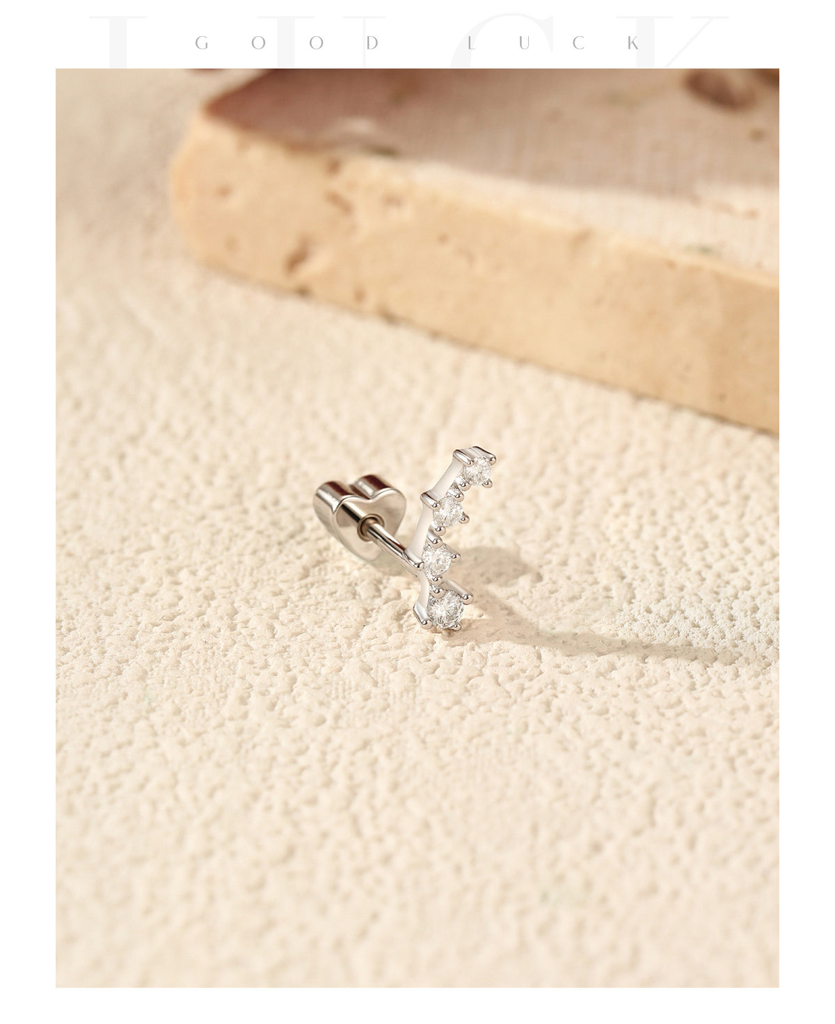 925 Sterling Silver Heart Moissanite Ear Cartilage Stud
