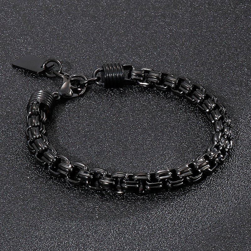 Punk Style Men's Stainless Steel Square Pearl Bracelet – Men's Titanium Steel Design