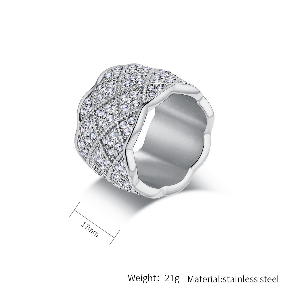 Planderful Everyday Genie Zircon Mesh Ring For Couples Stainless Steel Luxury Jewelry Size 7–12