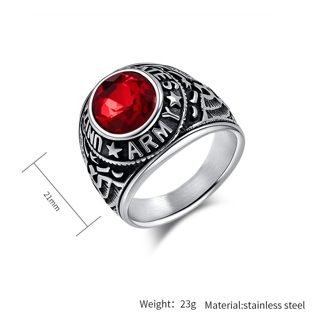 Planderful Titanium Steel Ring For Men With Zircon Eagle Design Index Finger Marine Corps Bald Eagle Style Everyday Genie Collection
