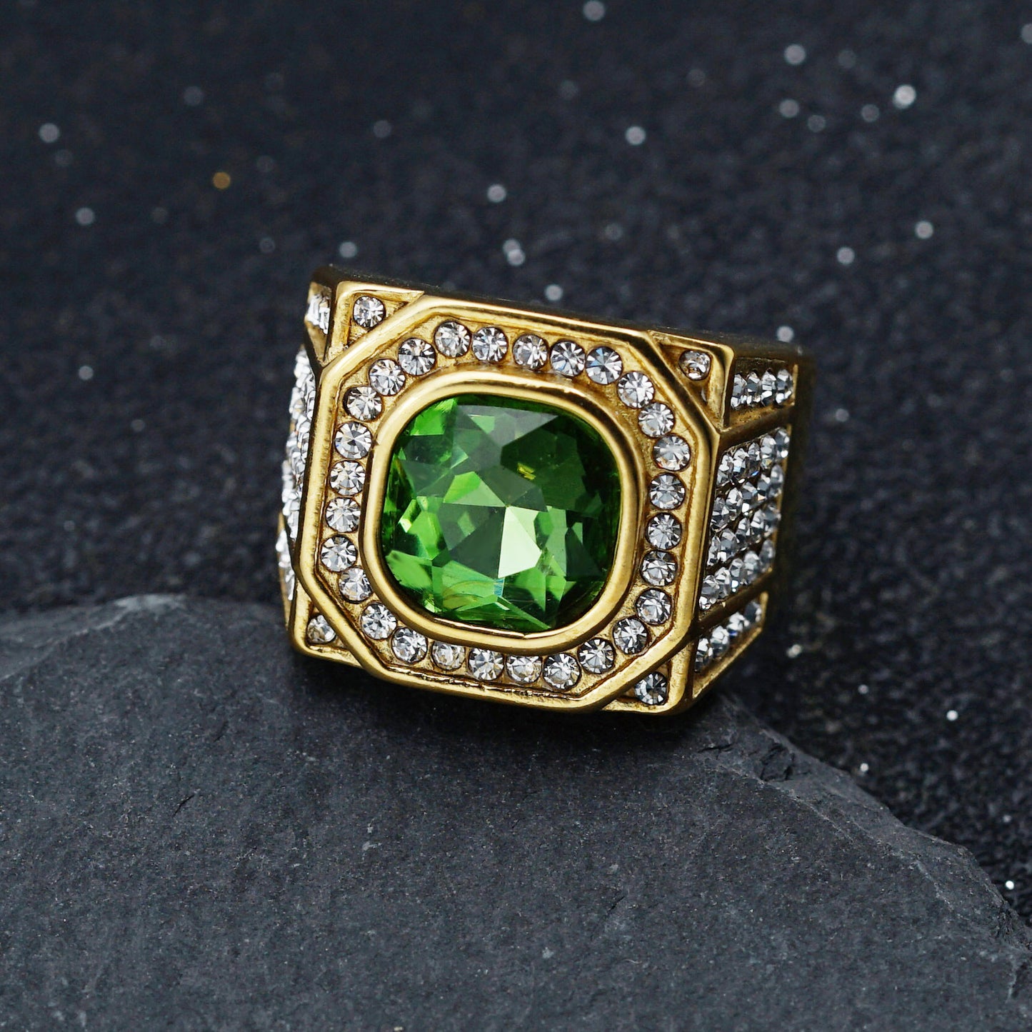 Planderful Everyday Genie Stainless Steel Zircon Ring Personalized for Men Unisex Statement Jewelry
