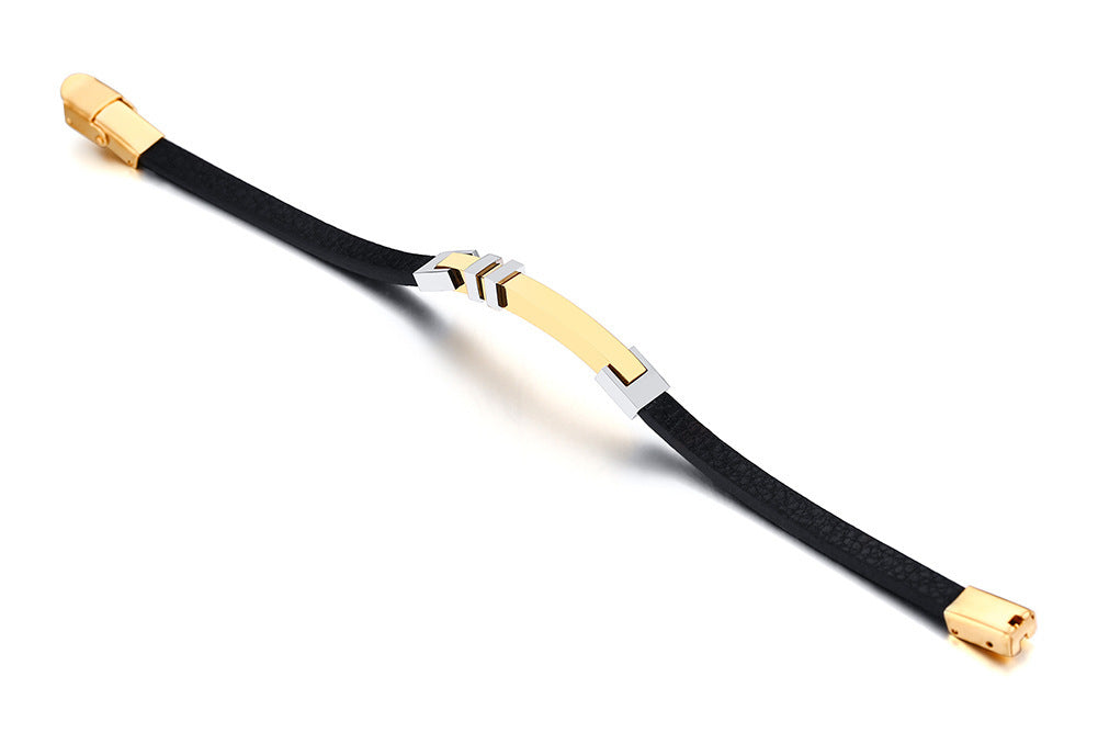 Cross-Border European and American Fashion Personalized Stainless Steel Curved Bracelet Gold for Men