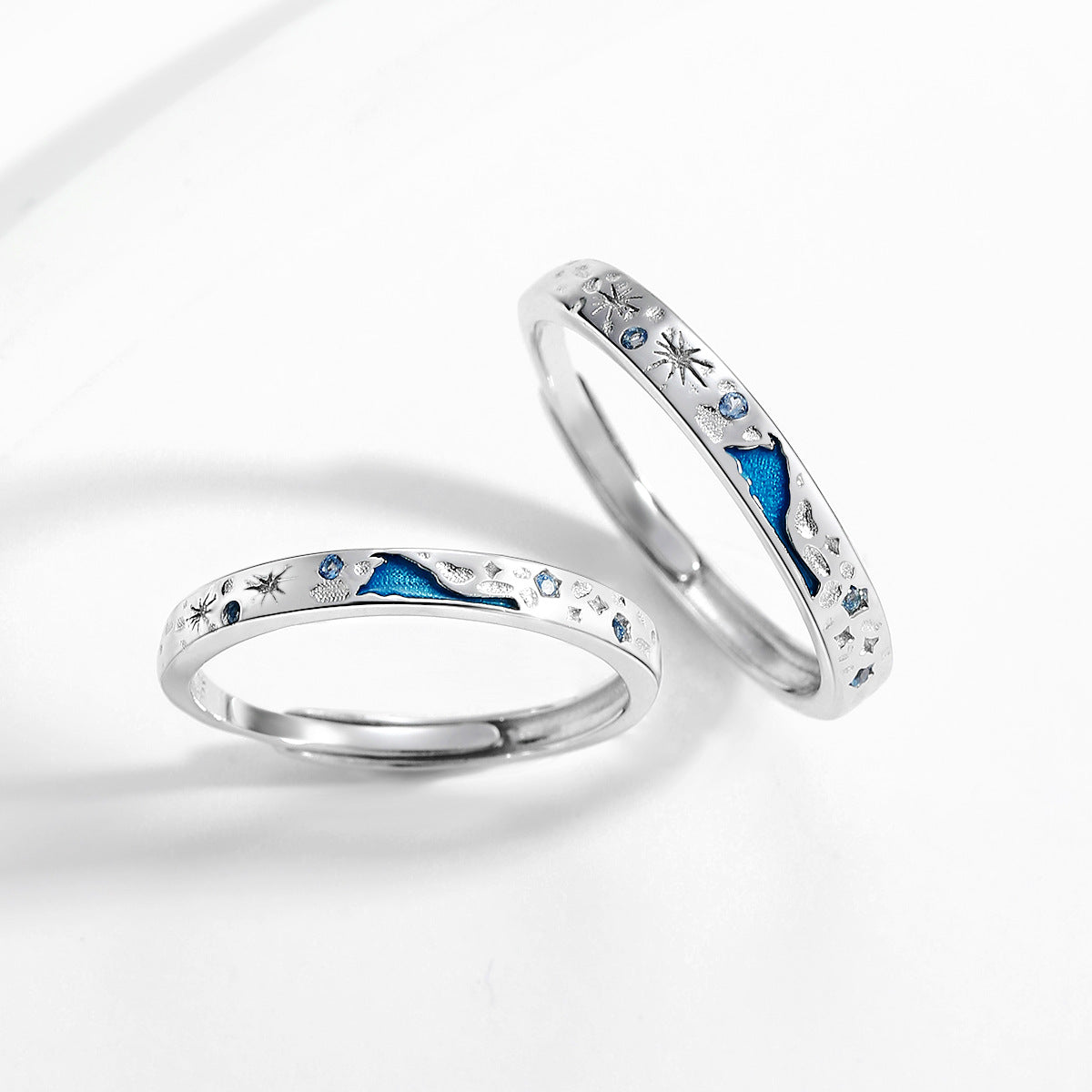 Planderful Jewelry Glow In The Dark Sterling Silver Galaxy Ring For Couples Gift For Him Or Her