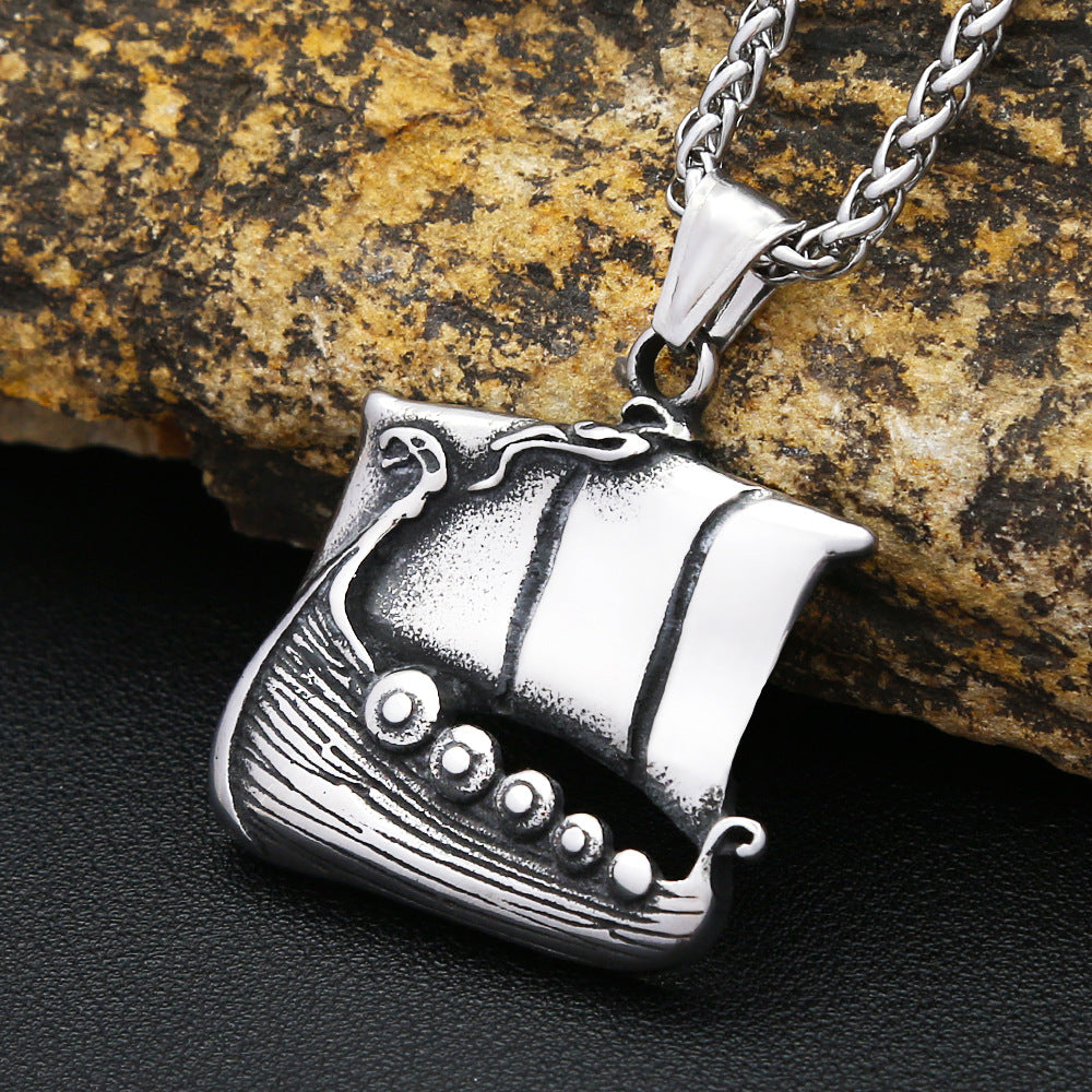 Viking Sailing Stainless Steel Men's Pendant Necklace