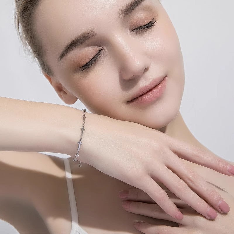 Planderful Jewelry Cross Love Bracelet Titanium Steel Non Fade Finish For Everyday Wear And Gift