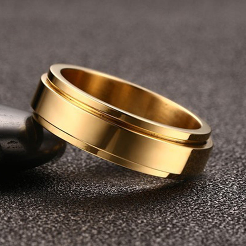 Rotatable Stainless Steel Male and Female Couple Ring Gold