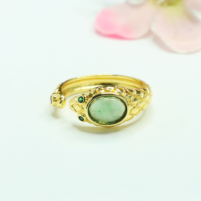 Blue Water Jadeite Snake Ring