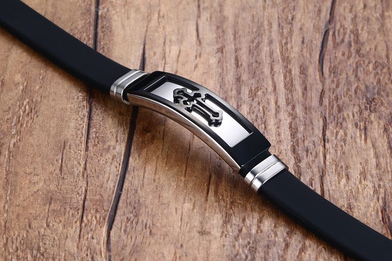 Adjustable Silicone Bracelet Stainless Steel Cross Strap Bracelet for Men