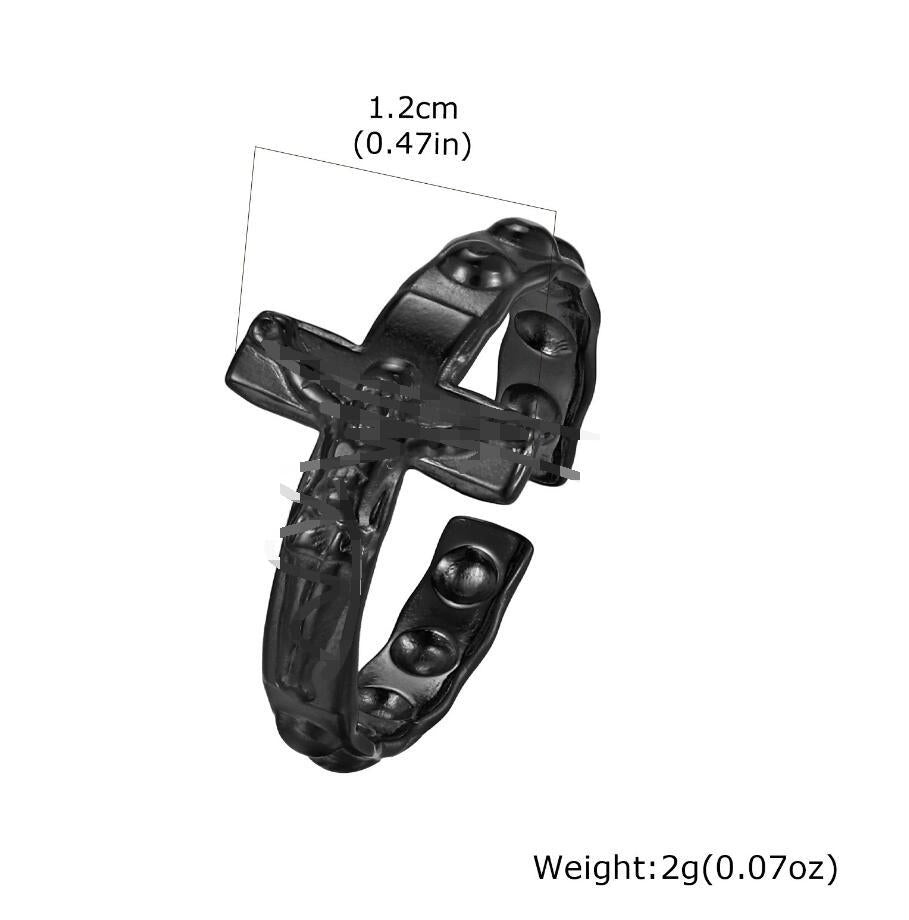 Stainless Steel Cool Sa Atmosphere Explosion Cross Open Ring