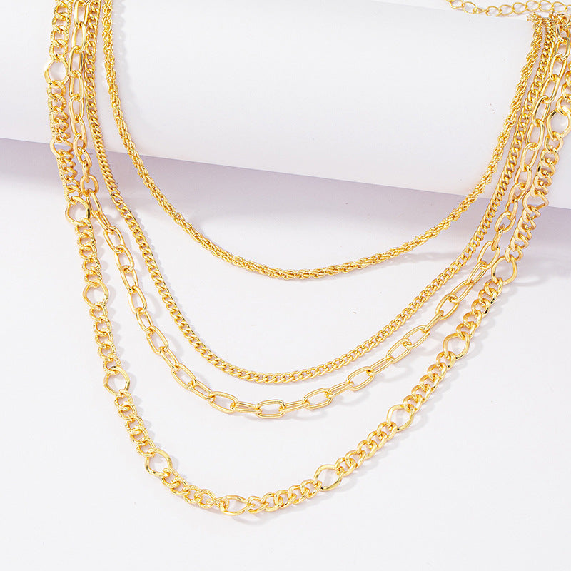 European and American Fashion Jewelry: Vienna Verve 4-Layer Metal Necklace