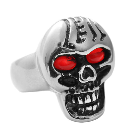 Titanium Steel Flame Skull Ring for Men - Retro Hipster Punk Design in European and American Style