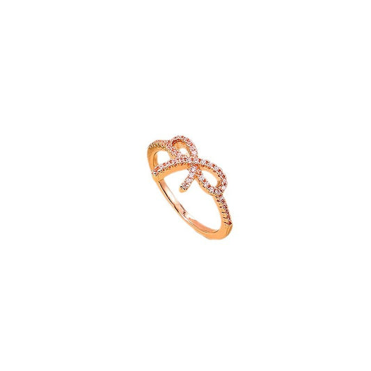 Micro Sparkling Bow Zircon Copper Ring - Stylish Women's Daily Jewelry