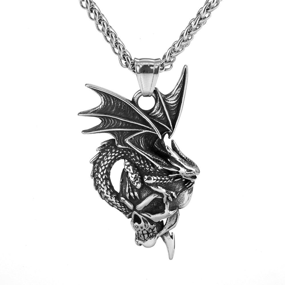 European And American Retro Men's Jewelry Dragon Head Necklace