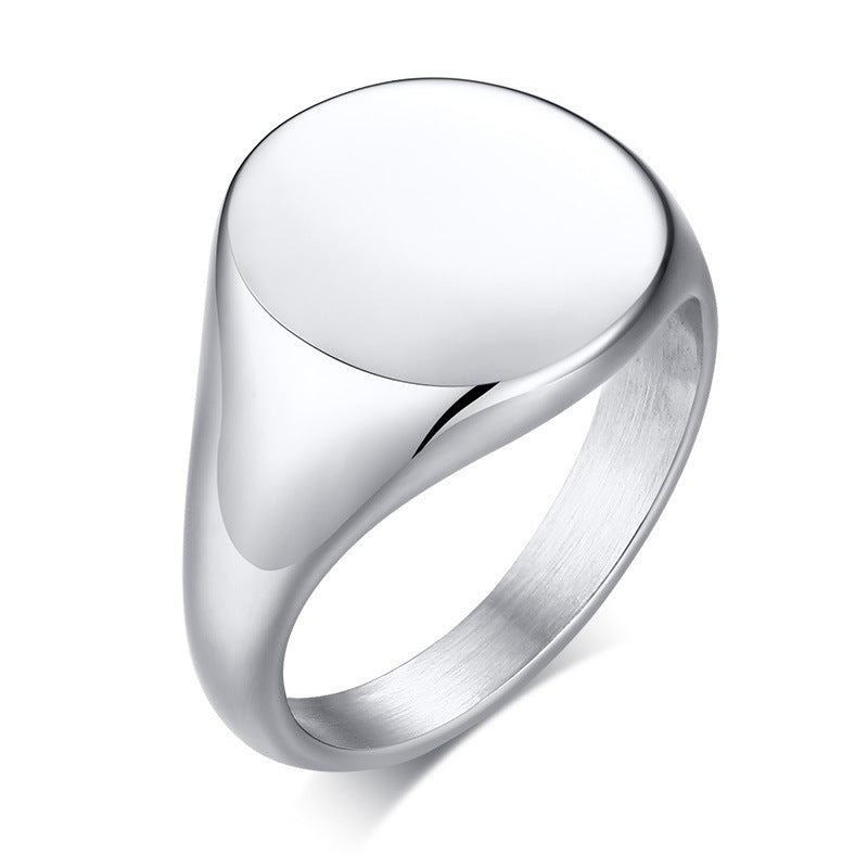 Stainless Steel Bare Body Ring Ins Cold Wind Cool Wide Surface Ring Women