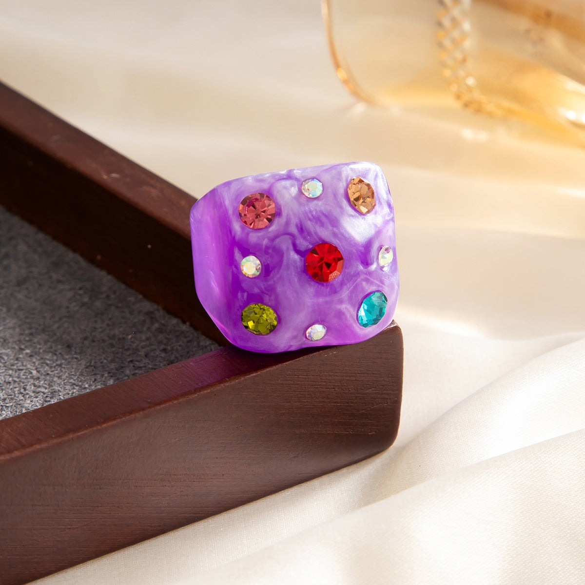Planderful Zircon Square Ring For Women Smudged Micro Inlaid Sparkling Statement Jewelry Vienna Verve