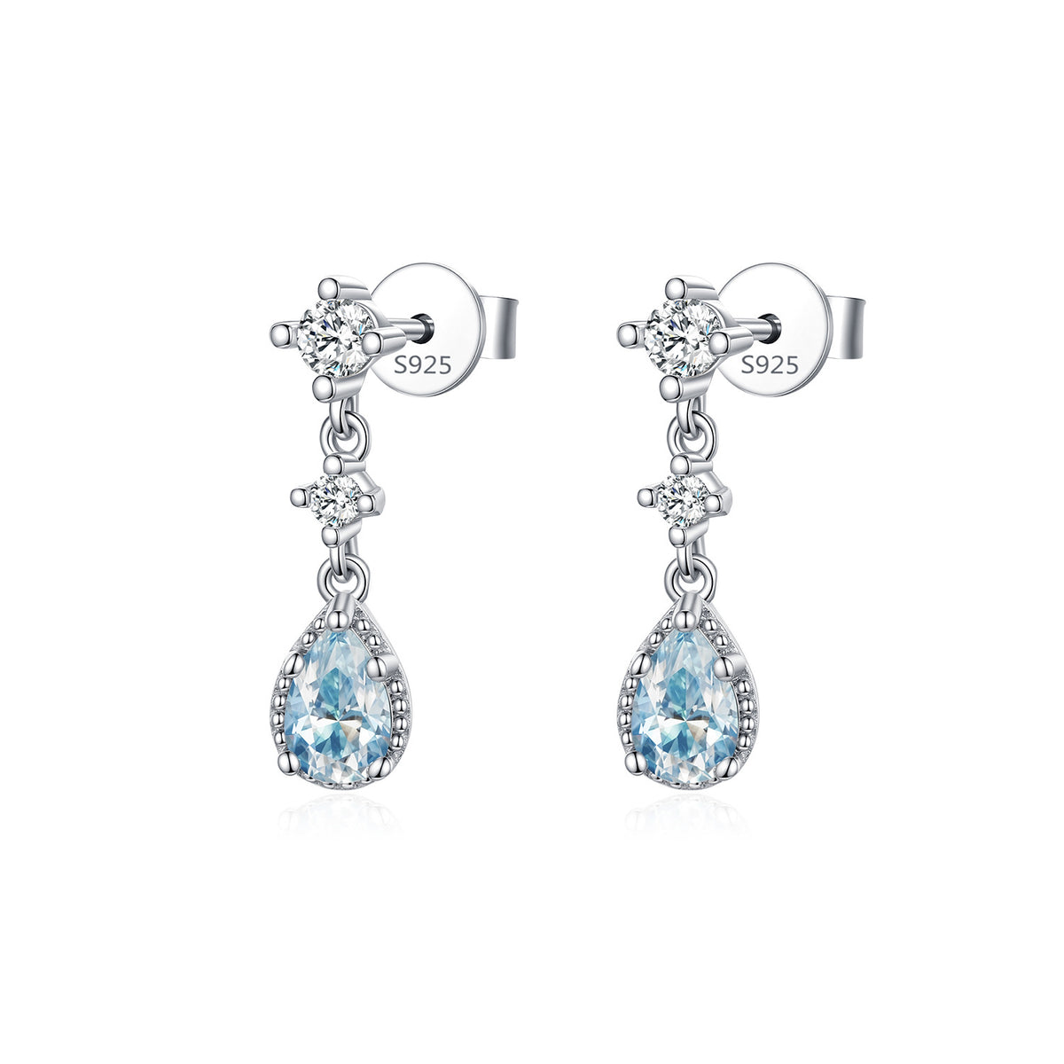 925 Sterling Silver Teardrop Moissanite Earrings