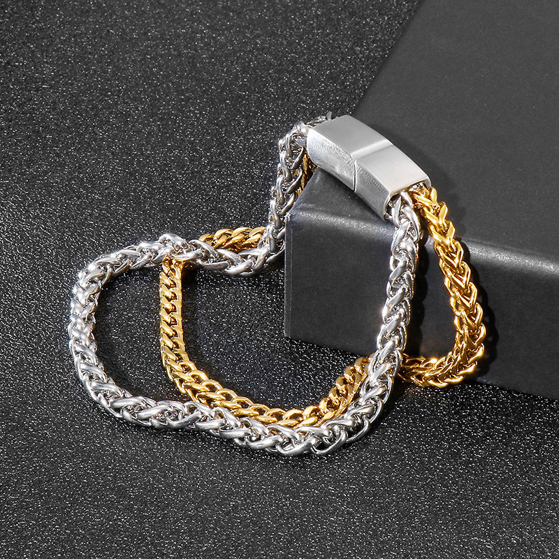 Stainless Steel – Punk Style Double-Layer Men's Titanium Steel Bracelet