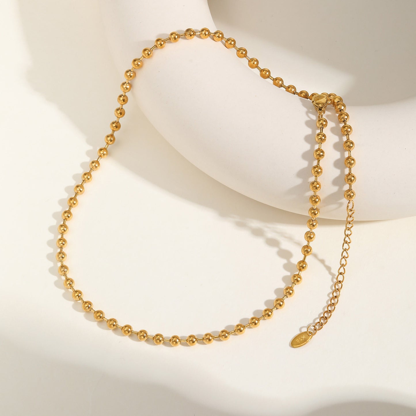 Stainless Steel Bead Chain – Gold Necklace – Women's Minimalist