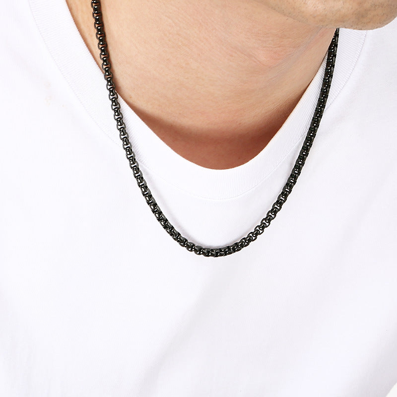 Stylish & Lettering Necklace – Hip-Hop Square Pearl Chain Bracelet