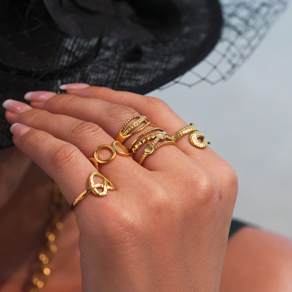 Planderful 18K Gold Plated Geometric Flower Ring For Women