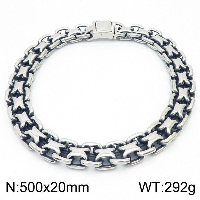 Retro Hollow Neck Chain Titanium Steel Men Necklace