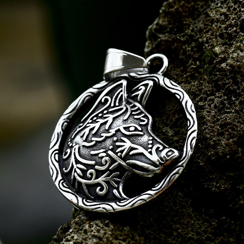 Titanium Steel Retro Men's Wolf Head Pendant Jewelry for Wholesale