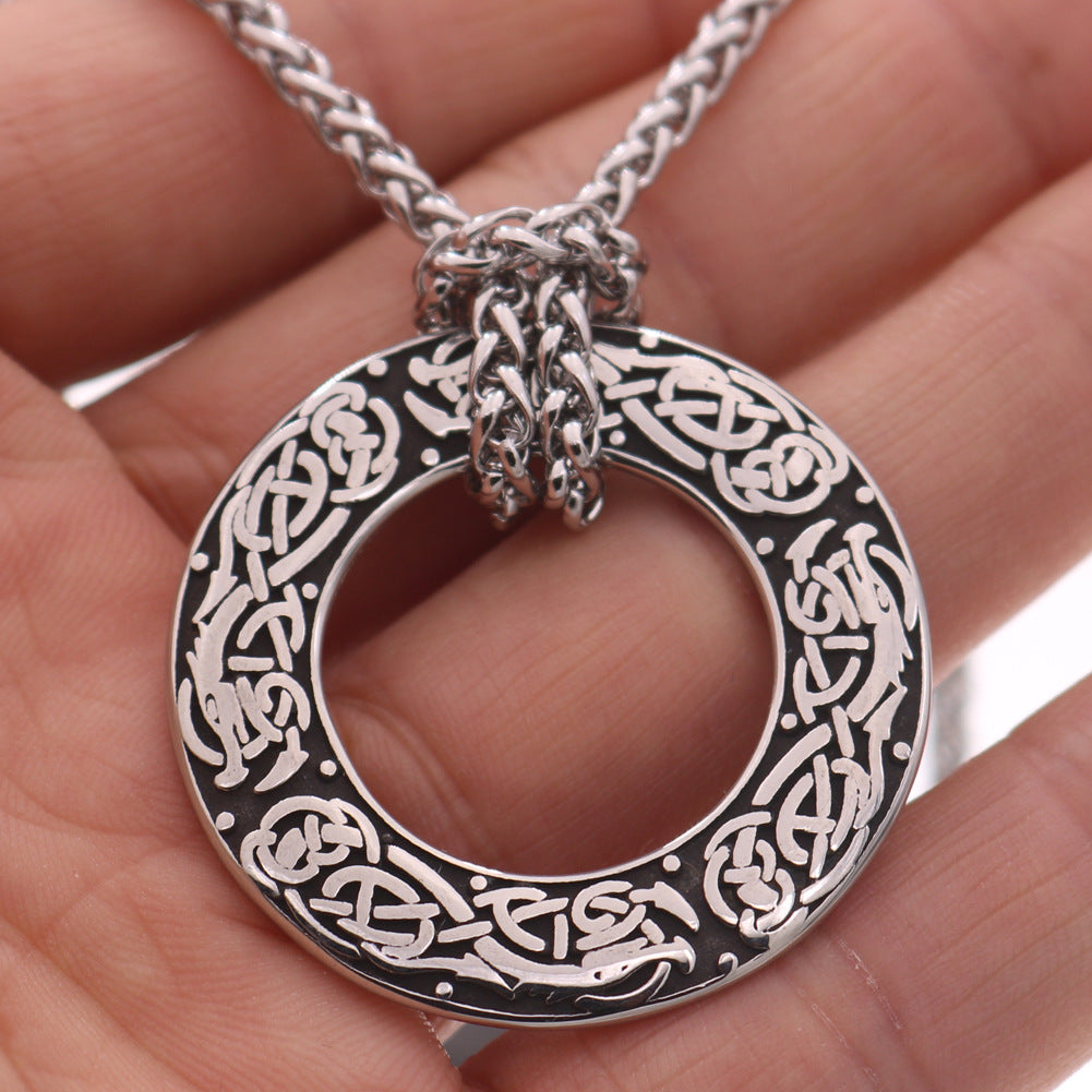 Norse Legacy Viking Odin Rune Necklace with Stainless Steel Amulet