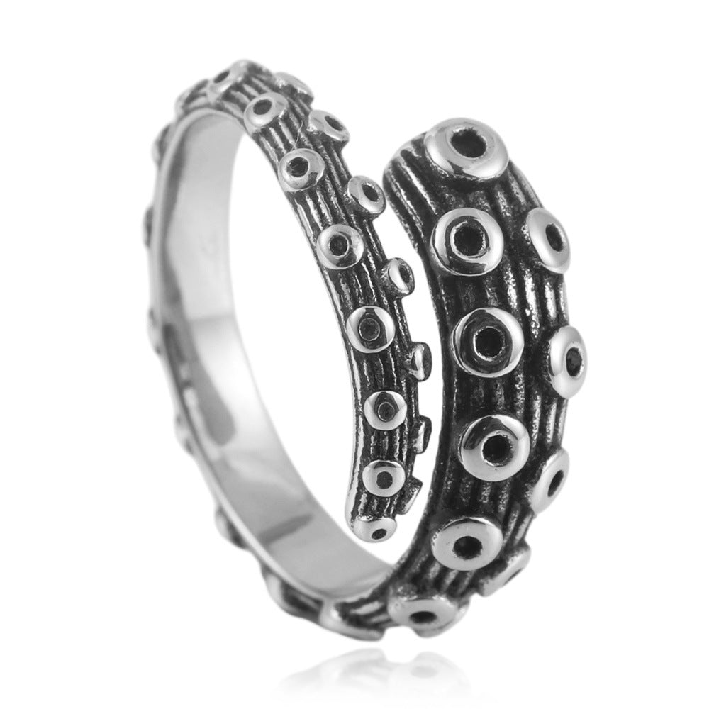 Titanium Steel Octopus Tentacle Ring for Men - Retro Trendy Design in Stainless Steel
