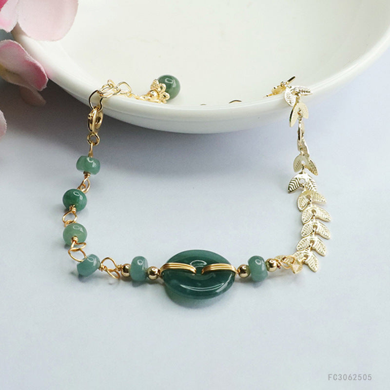 Blue Water Jadeite Peace Buckle 15 mm Bracelet