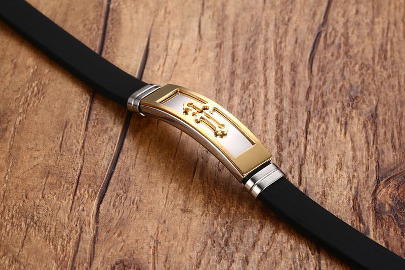 Adjustable Silicone Bracelet Stainless Steel Cross Strap Bracelet for Men
