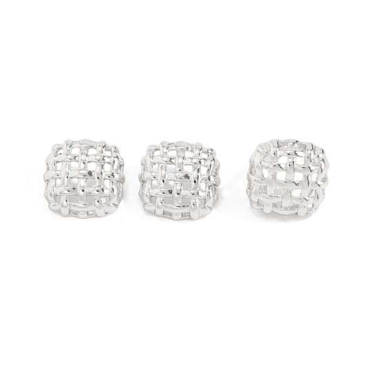 Planderful Vienna Verve Woven Metal Earrings And Ring Set For Women Bold Statement Jewelry