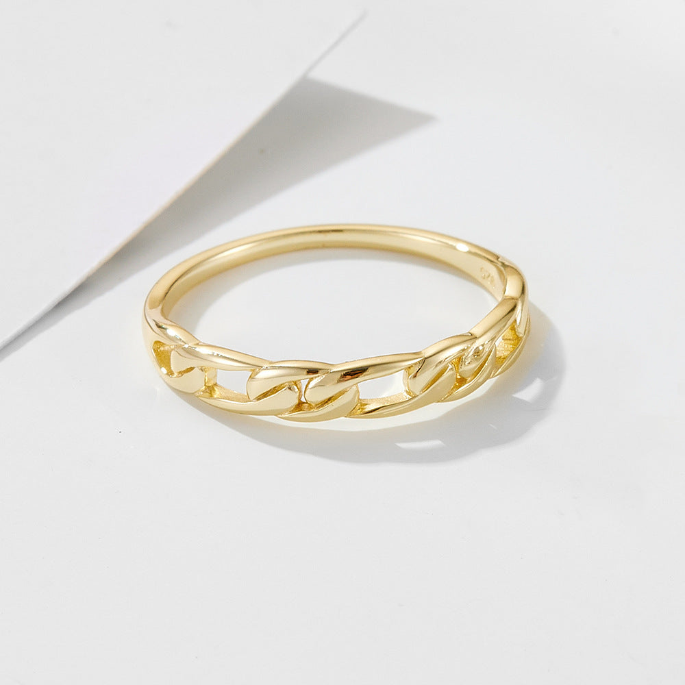 Sterling Silver Chain Ring Buckle Hollow Ring Jewelry