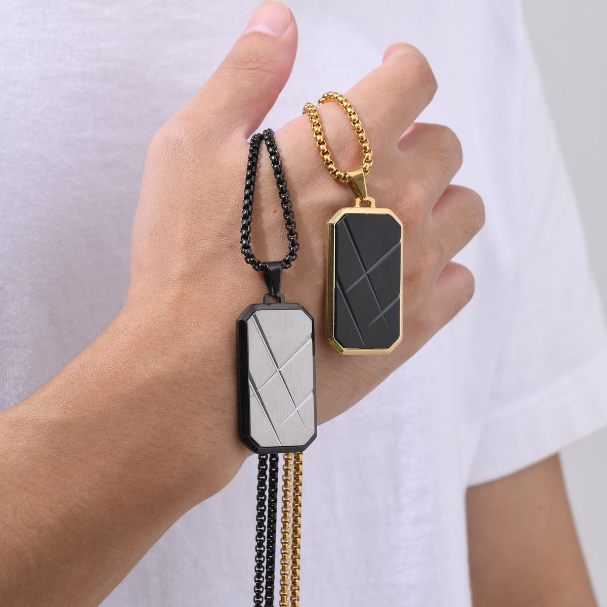 Geometric Stainless Steel Necklace for Men