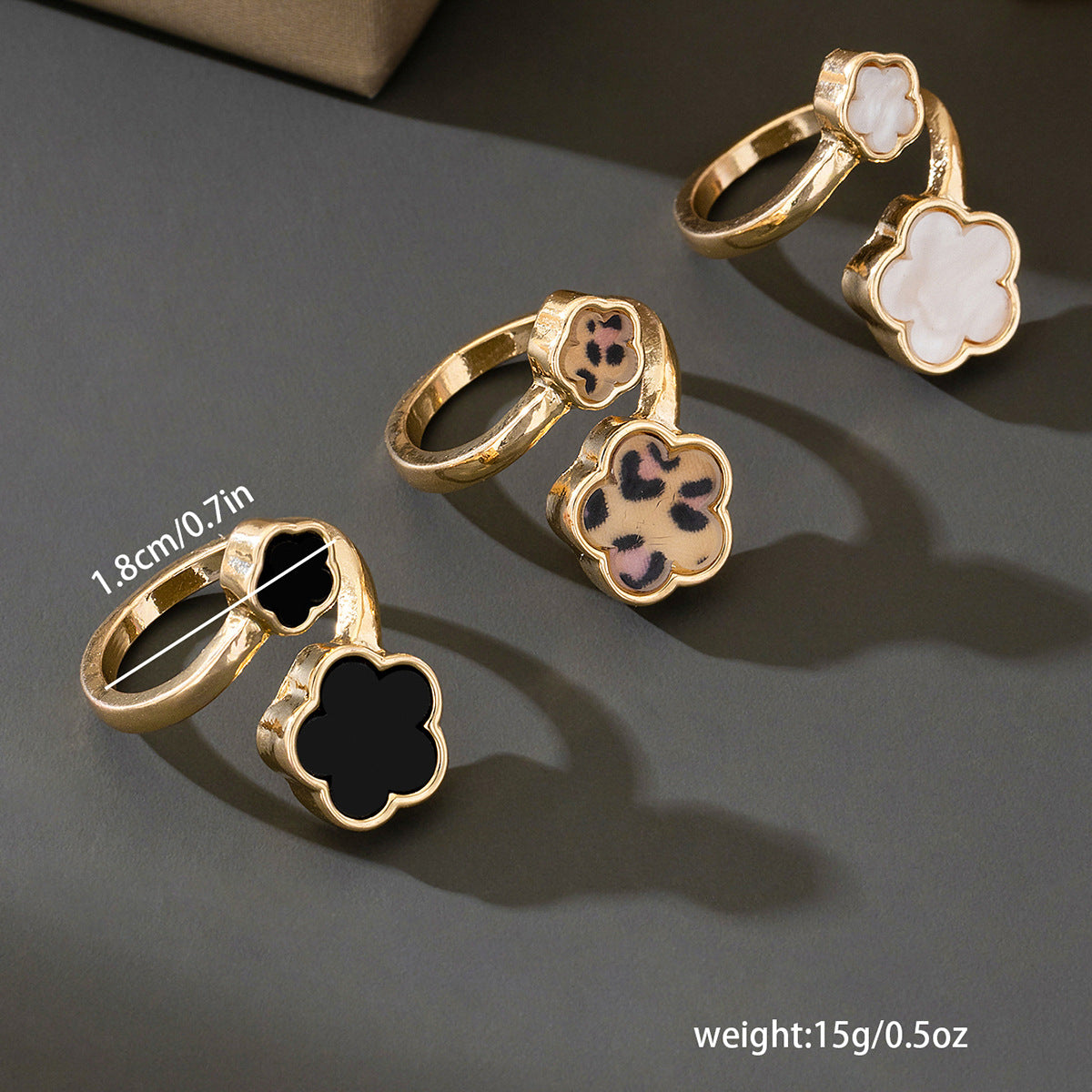 Elegant Leopard Print Bracelet and Ring Set for Women