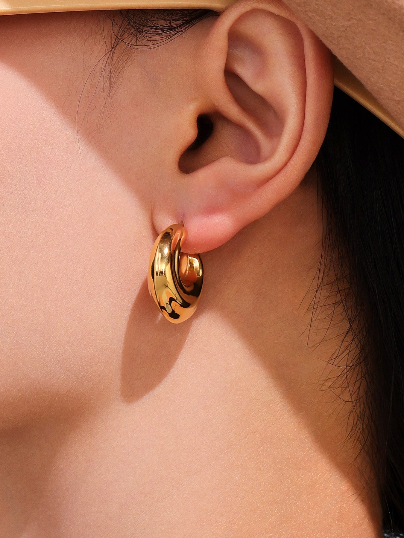 Planderful Hollow C Earrings 18K Gold Plated for Women