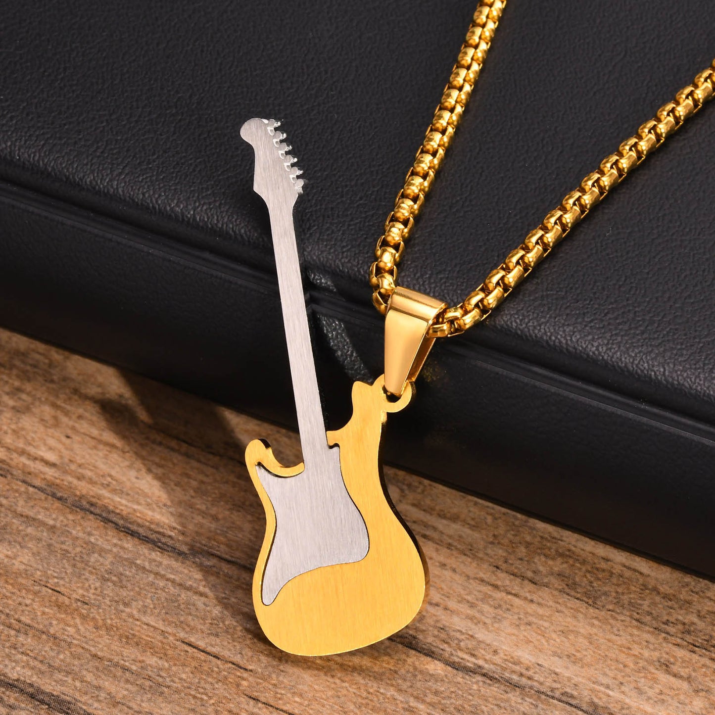 European And American Titanium Steel Jewelry Guitar Pendant